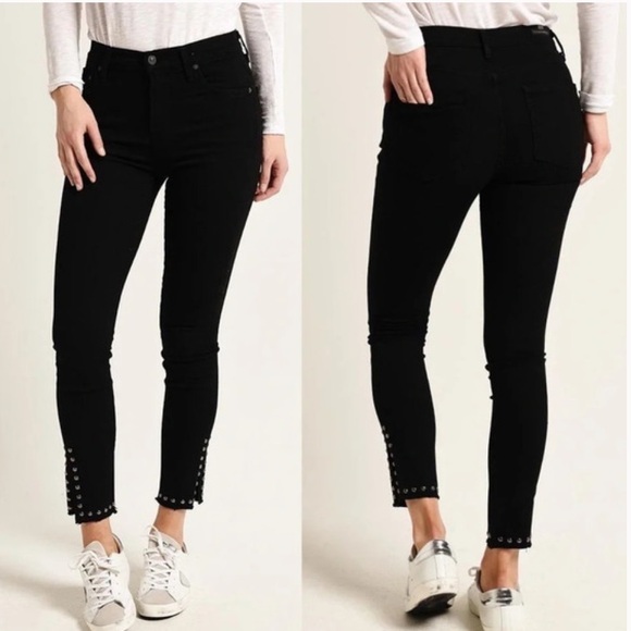 Citizens Of Humanity Rocket Ankle Split Hem Jeans Cavern Studded Black Denim 29 - Picture 1 of 11